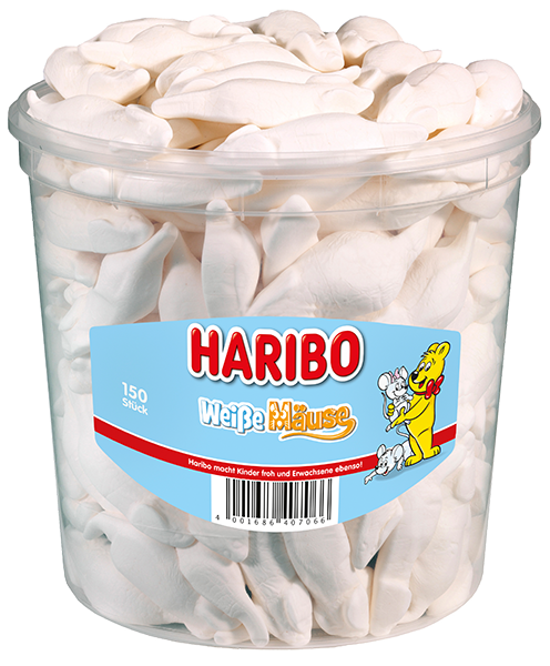 HARIBO - Weiße Mäuse - 150 Stück - 1,05kg