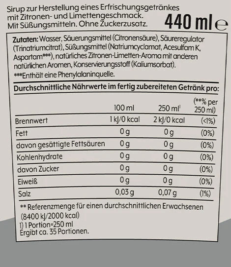Sodastream - Zitrone-Limette ohne Zucker Sirup 440ml