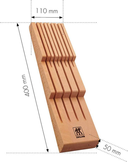 ZWILLING - Messerhalter für Schubladen, Schubladen-Einsatz - für 8 Messer - 41 x 10,8 x 4,8 cm - Holz - Braun