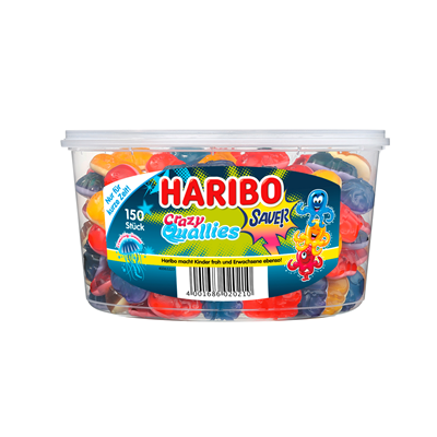 HARIBO - Crazy Quallies - Fruchtgummi - Box mit 150 Stück - 1kg