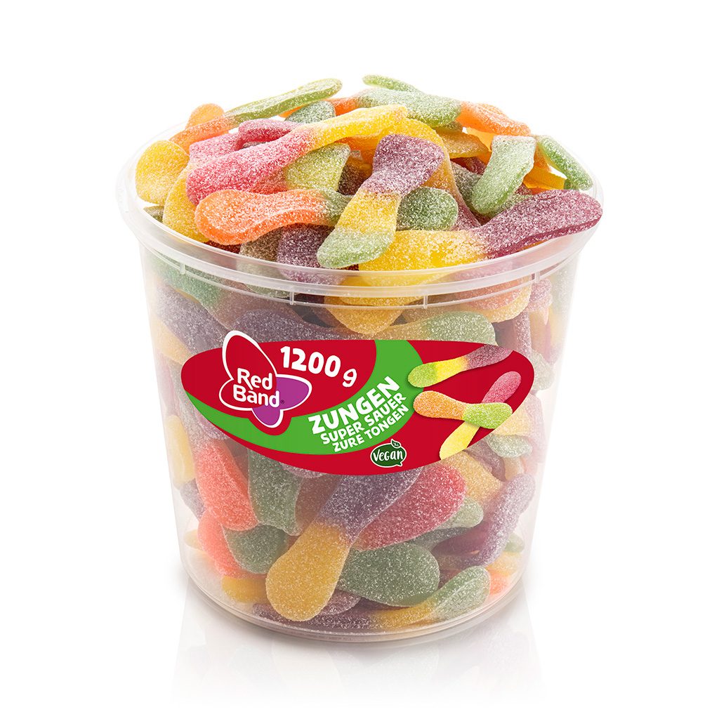 Red Band - Fruchtgummi Zungen super sauer - Klarsichtdose - 1,2kg