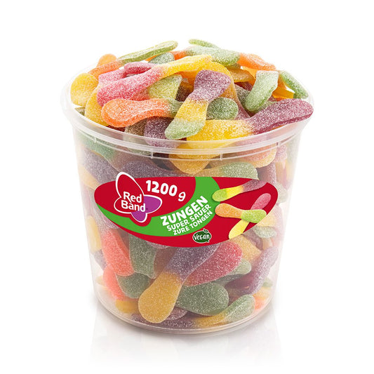 Red Band - Fruchtgummi Zungen super sauer - Klarsichtdose - 1,2kg
