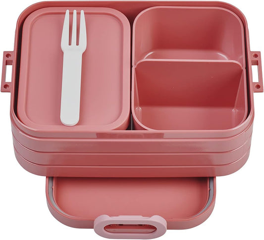 Mepal Bento Brotdose Midi Take A Break - Brotdose mit Bento Box - Für 2 Sandwiches oder 4 Brotscheiben - Lunchbox für kleine Snacks & Reste - Brotdose Erwachsene Essenbox mit Fächern - Vivid mauve