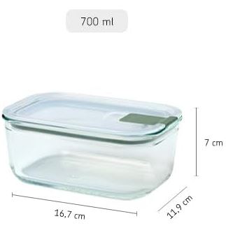 Mepal - Glasbehälter mit deckel EasyClip - Meal prep boxen - Geeignet für Mikrowelle, Dampfgarer, Ofen und Gefrierschrank - Luftdicht und auslaufsicher - Mikrowellengeschirr - 700 ml - Nordic sage